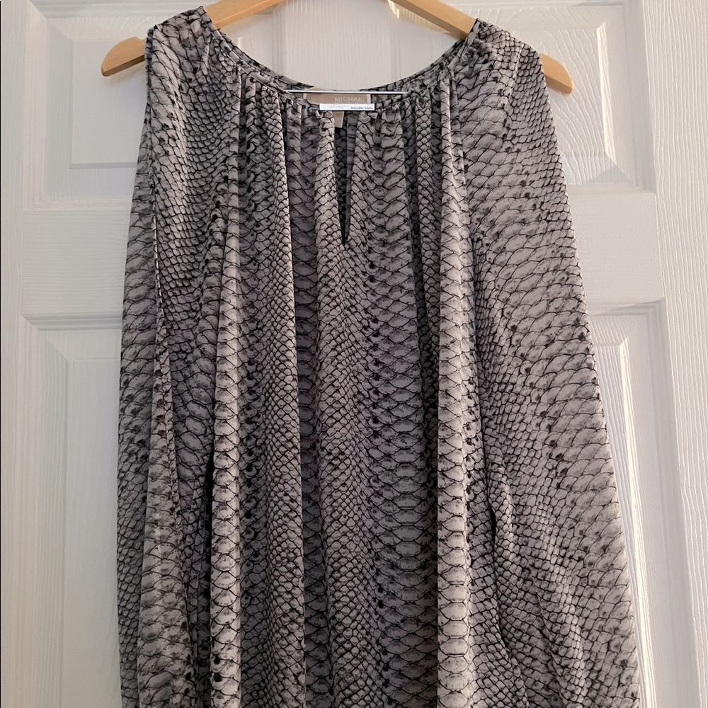 MICHAEL Michael Kors Snakeskin Print Mock V-Neck long sleeve